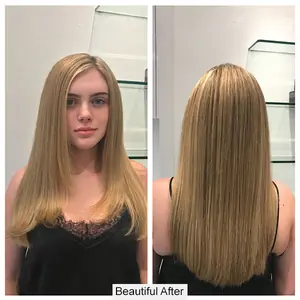 Before and after: light brown hair with fine, natural-looking highlights added, by Paul Juma