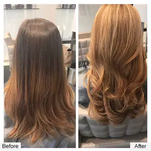 Color correction before and after: uneven, banded brown corrected to even copper, by Paul Juma